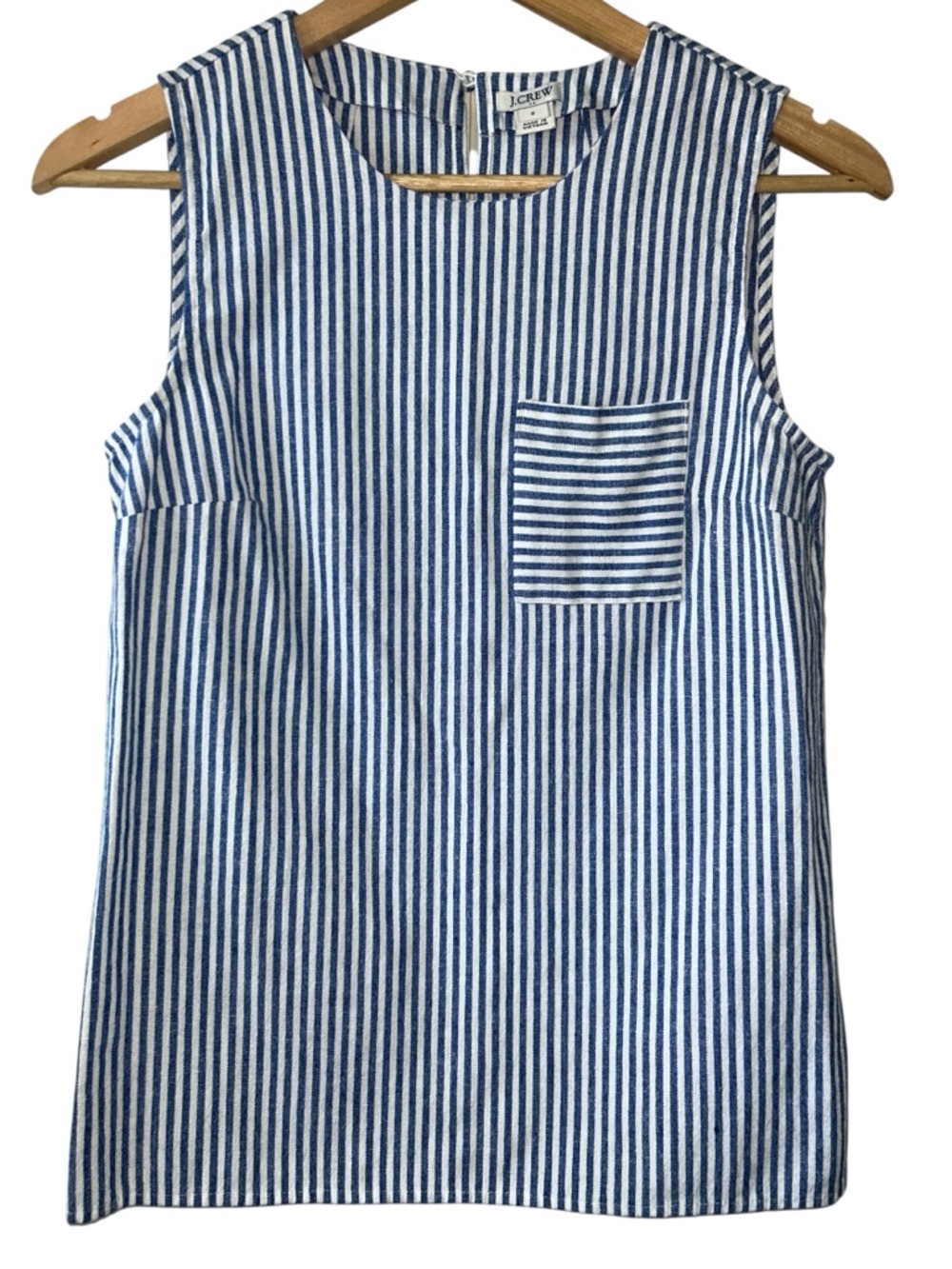 J. Crew Linen Blend Striped Tank Coastal Grandmother Women’s Size 2 4th of July